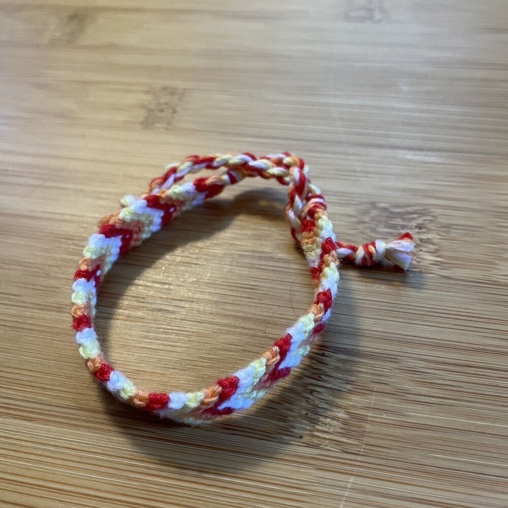 Trixie Woven Friendship Bracelet OS Red White Women Chevron Cotton Tie